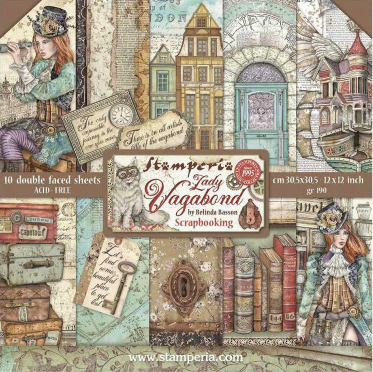 Stamperia Lady Vagabond 12" x 12" papierpakket